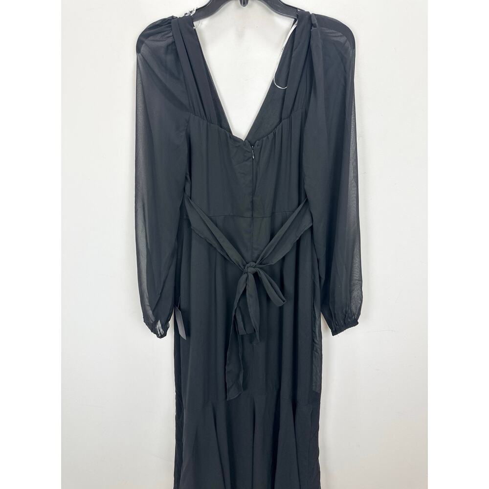 Lulus Tier Elegance Black Long Sleeve Tiered Maxi Dress Chiffon Formal M NWT - Picture 12 of 12